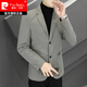 Pierre Cardin 2025 New Down Jacket Autumn and Winter Suit Jacket Men's Slim Fit Korean Style Trendy Small Suit Lightweight Warm Top Dark Gray XL 180