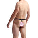Sexy men's men's sexy underwear imitation leather one-line pants thong T-pants hollow black one size