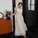 
AFTER MONDAY Tina Misu Princess Style Sleeveless Sling Spliced ​​Long Dress 9901#Beige White Unicode