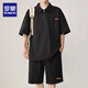 Romon Polo Hals kurzärmeligte T-Shirt Herren Sommereis Ice Seide Dünne Shorts Anzug lässig Lose große Sportbekleidung Sommeranzug TZ056 Meter Weiß M.
