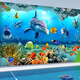 Sticker 3d three-dimensional paste underwater world 3d wall sticker mother and baby swimming pool background wall self-adhesive mural QT-3523 Ultra small: width 90cm * height 60cm (whole picture)