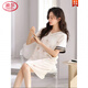 Langsha Light Luxury High-End-Nachthemd für Frauen Sommer kurzärmeligte Pyjamas-Eisseide-Rock für Frauen im Sommer dünner Sommer Large-Size-Strampler Minze Blue M9928 [kurzärmelig/brustloses Pad] M [90-110jin [Jin gleich 0,5 kg]]