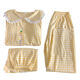 Zoomstar gran tamaño ropa casera para mujeres 2025 nuevo verano a cuadros de manga corta dulce princesa fengyunduo pijama de algodón conjunto de tres piezas H9928 lunares kt gato [estilo de solapa pequeña] m