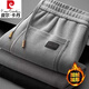 Pierre Cardin Chenille sweatpants men's 2025 autumn new casual pants straight-leg loose middle-aged corduroy dad pants men gray autumn style M recommended 90-110Jin Jin equals 0.5 kg