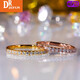DRJEFUN 18K gold row ring for women, versatile half-circle small row diamond ring, moissanite diamond 925 sterling silver rose gold color gold tail ring, white gold, women's size 8
