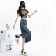 真维斯牛仔半身裙女2025夏季新款高腰显瘦开叉a字中长款复古包臀裙子女 3878复古蓝 M