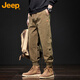 Jeep (JEEP) overalls men's casual pants autumn trend loose leggings long pants men Khaki XL