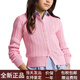 Ralph Lauren Pullover Pony bestickte Seilstil-Einbrennstapel-Placket Langarmed Hemd Strick Kinderstil für Frauen Marine Blue One Size 3t