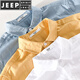 JEEP SPIRIT男士亚麻翻领短袖t恤宽松衬衫领上衣服有带领T棉麻料体恤麻布夏装 yunyi-9711蓝色 M