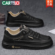 Cartelo Herrenschuhe 2025 Frühlings- und Herbst Atmungsfreie vielseitige, lässige und High-End-Schuhe Herrenleder Schuhe High-End White Schuhe 7372 Weiß und grüne Flachsohle 39