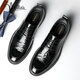Millies first layer cowhide men's shoes British business casual shoes glossy retro men's wedding shoes leather shoes men U1291 black 40