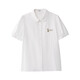 
InMAN (INMAN) pure cotton literary embroidered short-sleeved white shirt for women 2025 summer comfortable and versatile commuter lapel shirt top Pearl white M