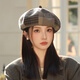 British retro plaid beret hat for women in autumn and winter fashion versatile painter's hat showing face small octagonal hat temperament trendy khaki