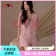 Yalu pajamas for women summer with breast pads Modal short-sleeved shorts lace cardigan loose large size home wear set WX-3527 green with breast pads M 80-100Jin Jin is equal to 0.5 kg