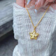 CAOX pure gold 999 five-pointed star necklace for women ancient hammer pattern meteorite star pendant gold national trend clavicle chain gift hammer pattern star pendant light style