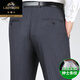 Classique Classic haut de gamme Mulberry Silk Summer Summer Min Striped Stritelrs pour hommes Straight Loose d'âge moyen et pantalon de costume sans fer décontracté [soie de mûrier haut de gamme] 9207 Braves noires 40 (3 pieds 1)