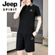 JEEP SPIRIT夏季男士套装短袖POLO衫潮流一套搭配休闲男装夏装t恤短裤二件套 TZ9902米色 【上衣+裤子】=【搭配一套装】 M 【80-105斤】