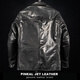 PJL new men's cowhide retro casual mid-length classic lapel cowhide brakeman black M (130Jin Jin is equal to less than 0.5kg)