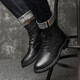 Dragonfly Brand 2025 Top -Layer Cowide Herren Martin Boots Herren Hohe Top British Style Large Code Echtes Leder Schwarz Arbeit Leder 6636 Schwarz plus Velvet -Baumwollschuhe glänzend Leder 40