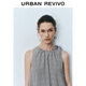 UR2025 Autumn New Women's Casual Cashered Lace-Up Corto sin mangas, Uyu750091 Black Plaid XL