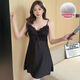 Nightgown for women summer suspender ice silk 2025 new summer sexy pajamas with chest pad pure and lustful home clothes JS_9226# suspender skirt light pink with movable breast M size suitable for 80-100Jin [Jin equals 0.5 kg]