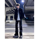 Digada American high street jeans men's spring and summer trend new niche zipper trendy micro-tender casual long trousers DDD-653 black XL