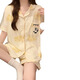 UKUHPK summer cotton thin short-sleeved pajamas women's suit 2025 home clothing large size with breast pad integrated pocket KT cat breast pad-12346 L [Suggested 110-130Jin [Jin equals 0.5 kg]]