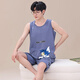 Moxiao vest shorts sleeveless cotton pajamas men's summer student home clothes spring and summer suit summer plus thin cotton vest shorts: 1365 coffee bear M teenage version: 60-75 Jin [Jin equals 0.5 kg] high 150