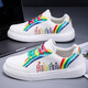 Brand broken-size men's shoes 2025 new women's leather low top fashion lightweight casual board shoes couple sports shoes large size JJ826 white and green 41