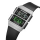 Shinuoke Student Electronic Watch Thin Design Retro Classic Small Black Watch Waterproof Luminous Sports Men's Watch 9896 Silver