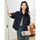 Vanciman French Casual Longärmed Hemd für Frauen im Herbst Neue schlanke Nischen-Schulter-Temperamenthemd Marine Blue L.