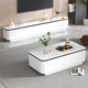 Zhimusen fully packed and shipped solid wood TV cabinet living room home storage cabinet slate floor coffee table TV cabinet combination Snow mountain white + gray cabinet four-drawer coffee table 120*60 floor-standing black edge style