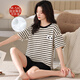 Dan pijama de tamaño bastante grande para mujeres 200jin [Jin equivale a 0,5 kg] pijamas para mujeres con pijama en el pecho para mujeres con pijama con pijama en el pecho para mujeres con arroz con arroz con manga corta 2025 nueva hermana grasa de verano extra grande A3519 shorts con almohadilla de cofre M 80-95Jin [Jin iguales 0,5 kg]