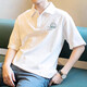 美式复古男士polo衫短袖宽松百搭翻领体恤2025夏季纯棉半袖上衣服 3895-wasp白色 M  85-110斤