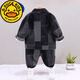 G.Duckkids Baby Kleidung Jungen Frühlings- und Herbstanzug 1-4 Jahre alt modische Baby-Denimjacke Drei-teilige Set 2025 neuer Stil Blue Block Denim Drei-teilige Set 47 90 cm Empfohlenes Alter 1-2 Jahre alt