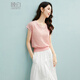 Spät weiß [exklusiv für Mitglieder] 2025 Sommer Thin Fashion Style hohlloch Top Casual Thin Pullover Pullover für Frauen Pink M.
