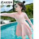 Shaquhe has ready-made swimming trunks for children and girls, summer clothes, children's jumpsuits, long-sleeved new sun protection swimsuit sets, pink swimsuits 110