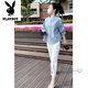 花花公子（PLAYBOY）夏季穿搭一整套感时尚套装女2025新款洋气减龄衬衫休闲裤套装 黑色单裤看图-旗舰款 M _建议80-100斤