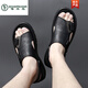 Woodpecker Head Couche Sandales Cows Sandals Men 2025 Été Nouveau British et coréen Version Outdoor Casual Outdoor Beach Shoes Men's Sandals AM9923 Black 38