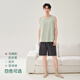 Anzhiban JuhaoSleep Couple Pajamas Summer Elastic Cotton Loose Solid Color Vest Shorts Men's and Women's Home Clothes Set Grass Green Male 2XL