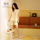 Pyjamas de poitrine de cou yue avec poitrine pour femmes en été coton pur sableux sans manches shorts à la maison décontractés et peut être usé pour l'usure en plein air B23629 beige léger [avec poitrine] M (160) [poids 90-110jin [Jin équivaut à 0,5 kg]]