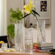 Fiyuega vase ornaments, living room flower arrangement glass vase, transparent, light luxury, high-end sense, water-raised lily, rose, hydroponic flower decoration, glacier pattern transparent vase, large size 25CM