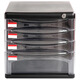 
Deli/9795 desktop file cabinet transparent drawer office storage cabinet storage box plastic a4 with lock 4 layers 9794 dark gray default