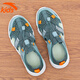 Anta-Kinder Sandalen Jungenjungen Atmungsmaschinenjungen Baby Bump-Proof- und Kick-Loch-Schuhe Jungen Strandschuhe verfolgen die Streamschuhe Salbei Grün/Fisch Grün 36