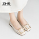 ZHR single shoes women's soft flat bottom light mouth bean women's shoes fairy style light lazy shoes one-step AH95F beige 38