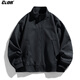 CLOR American flight jacket men's spring and autumn stand-up collar baseball uniform simple versatile work jacket JK01 black XL