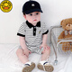G.DUCKKIDS men and women's onesie in summer thin children's clothing newborn baby clothes 0-1345689 months 2 years old pure cotton black square collar short sleeve 80cm 80