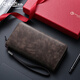Jinlilai clutch bag men 2025 new genuine leather long men's wallet multi-function large capacity retro cowhide cowhide wallet men [Coffee color] [18 card slots]