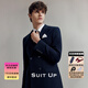 Hueta blue suit men's business casual double-breasted lapel collar groom wedding dress British style slim suit jacket blue top + pants two-piece set L 48A Please note the pants size when taking the photo