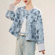 Olj High-End-Marke Kurzjacke für Frauen im Frühling und Herbst 2025 Neues chinesisches Stil Chinesischer Stil Tinte Gemälde Retro Runde Hals Tintenmalerei M.